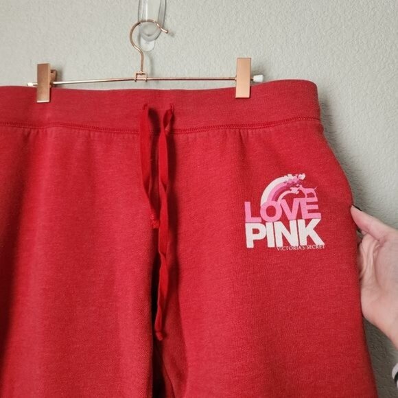 VS VINTAGE Y2K Pink Booty Logo Sweatpants in Red size M - Picture 6 of 9